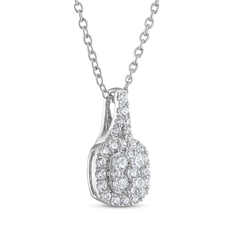 Main Image 2 of THE LEO Diamond Multi-Stone Cushion-Shaped Necklace 5/8 ct tw 14K White Gold 19&quot;