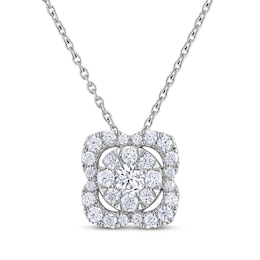 THE LEO Diamond Flower Necklace 3/4 ct tw 14K White Gold 19&quot;