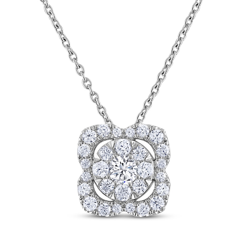 Main Image 1 of THE LEO Diamond Flower Necklace 3/4 ct tw 14K White Gold 19&quot;