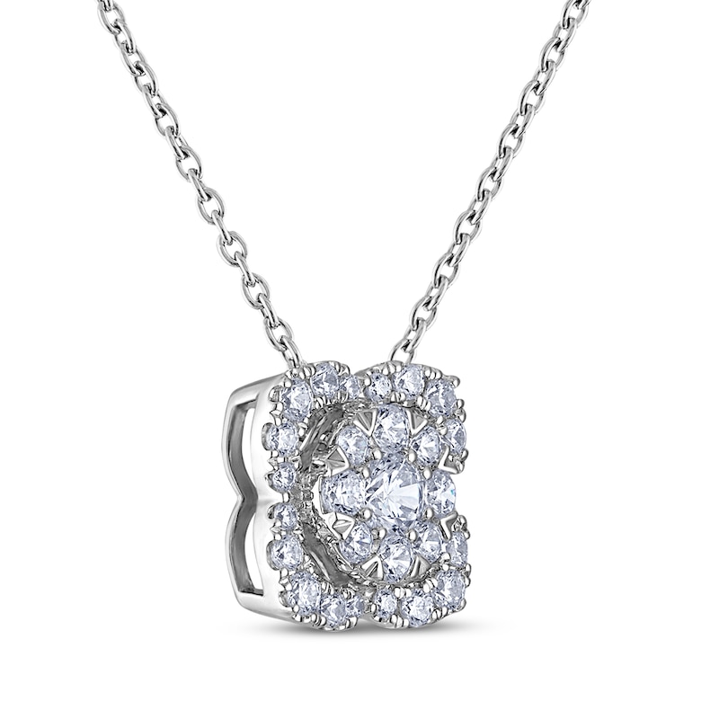 Main Image 2 of THE LEO Diamond Flower Necklace 3/4 ct tw 14K White Gold 19&quot;