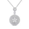 Thumbnail Image 1 of THE LEO Diamond Multi-Stone Double Halo Circle Necklace 1 ct tw 14K White Gold 19&quot;