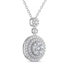 Thumbnail Image 2 of THE LEO Diamond Multi-Stone Double Halo Circle Necklace 1 ct tw 14K White Gold 19&quot;