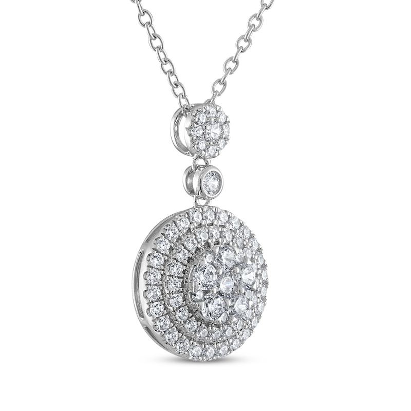 Main Image 2 of THE LEO Diamond Multi-Stone Double Halo Circle Necklace 1 ct tw 14K White Gold 19&quot;