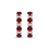 Thumbnail Image 2 of Garnet & White Lab-Created Sapphire Hoop Earrings Sterling Silver