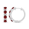 Thumbnail Image 3 of Garnet & White Lab-Created Sapphire Hoop Earrings Sterling Silver