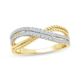 Threads of Love Diamond Crossover Ring 1/4 ct tw 10K Yellow Gold