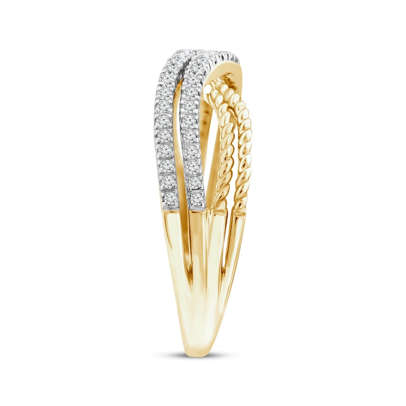 Main Image 2 of Threads of Love Diamond Crossover Ring 1/4 ct tw 10K Yellow Gold