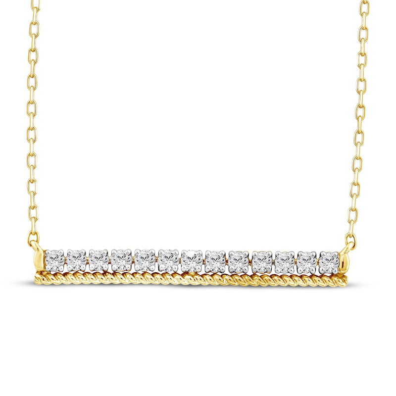 Main Image 1 of Threads of Love Diamond Bar Necklace 1/4 ct tw 10K Yellow Gold 19&quot;