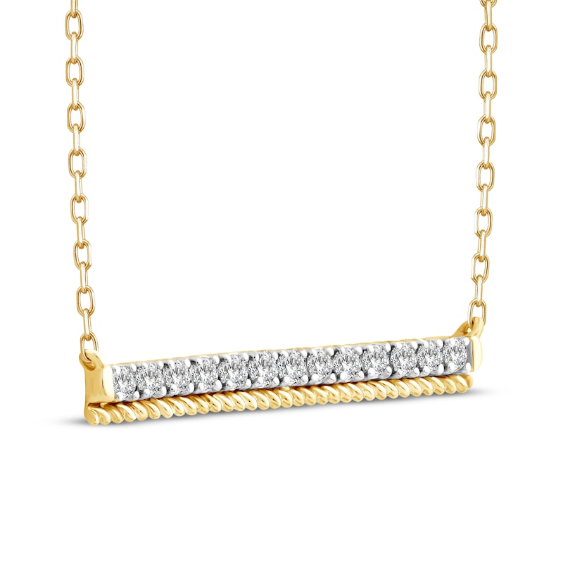 Main Image 2 of Threads of Love Diamond Bar Necklace 1/4 ct tw 10K Yellow Gold 19&quot;