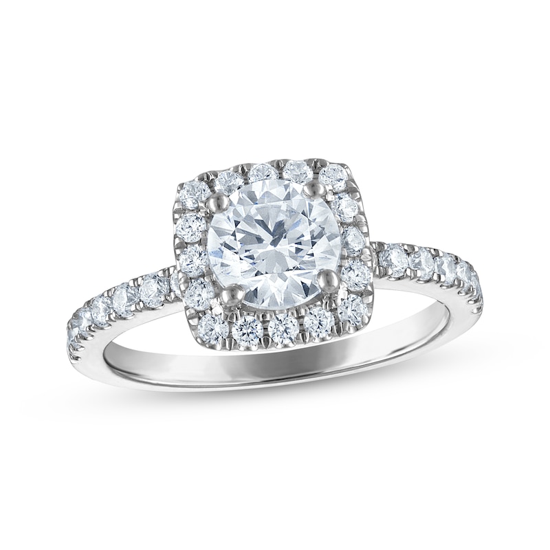 Main Image 1 of Now + Forever Certified Round-Cut Diamond Halo Engagement Ring 1-5/8 ct tw Platinum