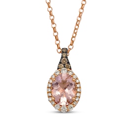 Le Vian Oval-Cut Morganite Necklace 1/3 ct tw Diamonds 14K Strawberry Gold 19&quot;