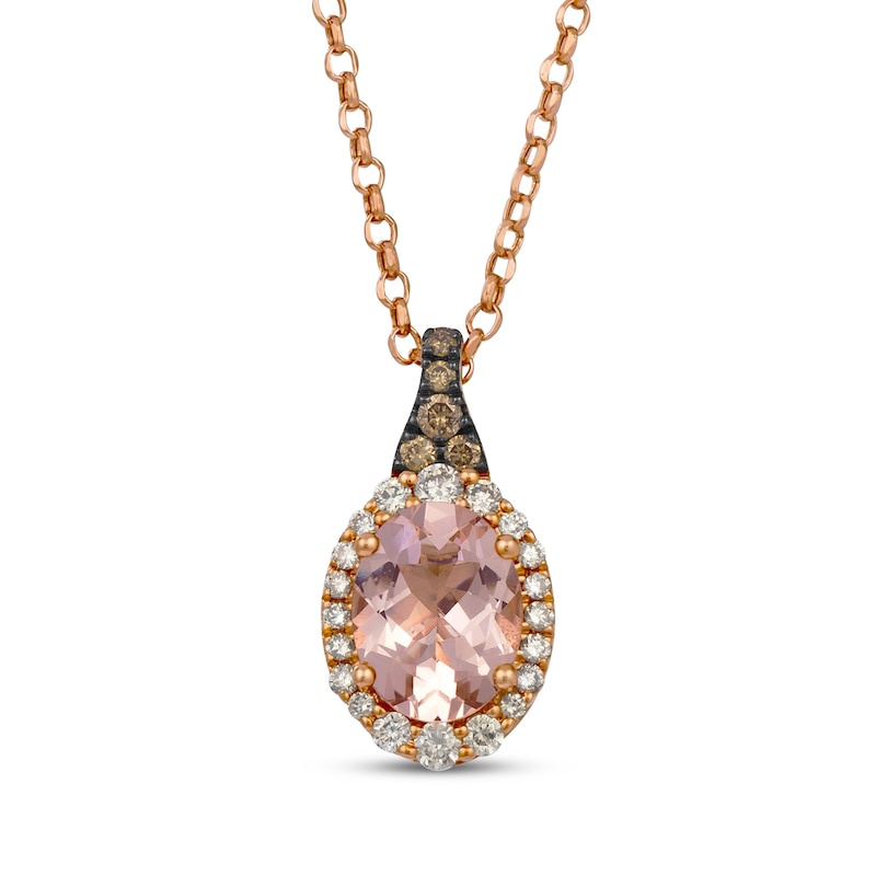 Le Vian Oval-Cut Morganite Necklace 1/3 ct tw Diamonds 14K Strawberry Gold 19"