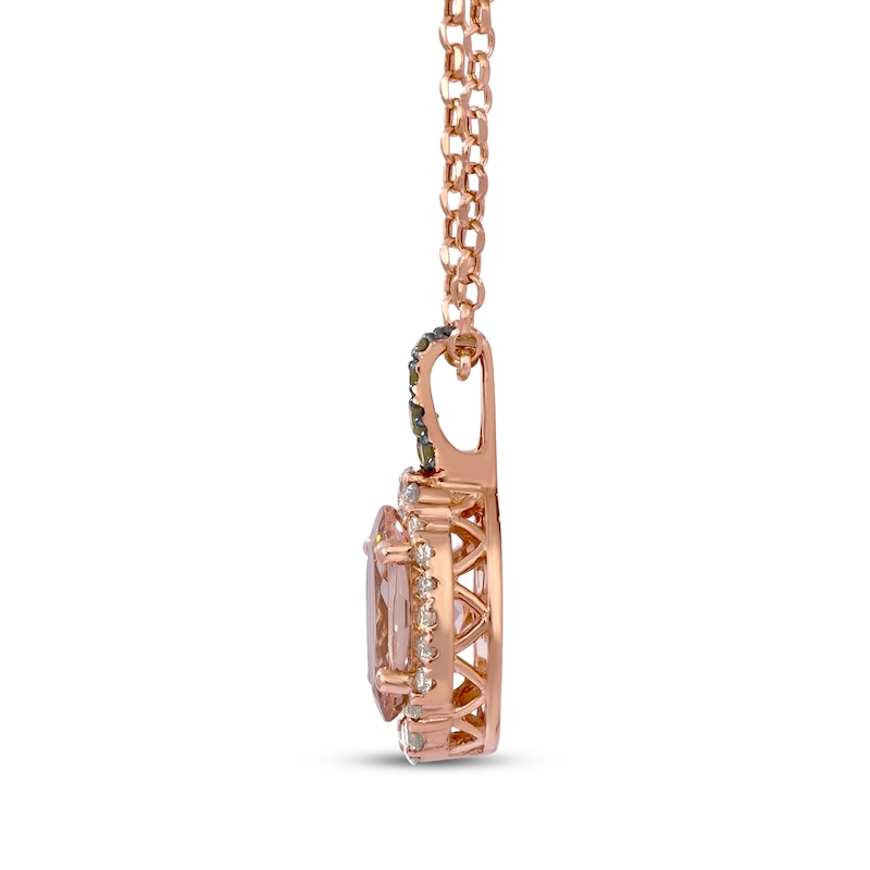 Le Vian Oval-Cut Morganite Necklace 1/3 ct tw Diamonds 14K Strawberry Gold 19"