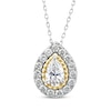 Thumbnail Image 1 of Threads of Love Pear-Shaped Lab-Grown Diamond Halo Necklace 1-1/2 ct tw 14K Two-Tone Gold 18&quot;