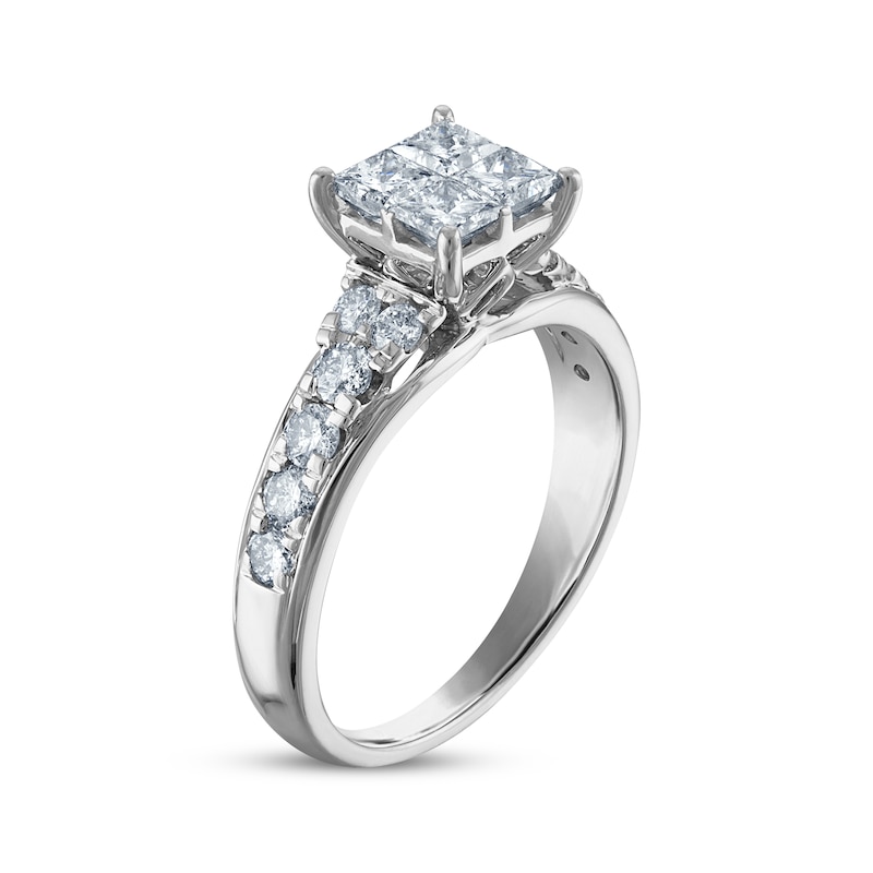 Main Image 2 of Princess-Cut Diamond Quad Engagement Ring 1-1/3 ct tw 14K White Gold