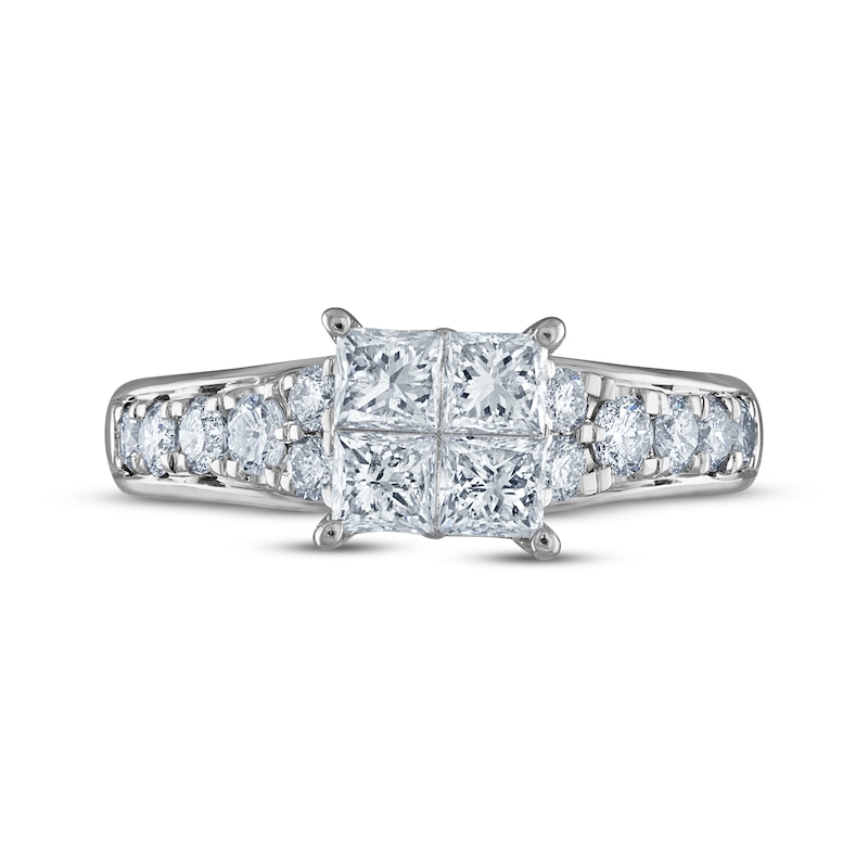 Main Image 3 of Now + Forever Princess-Cut Diamond Quad Engagement Ring 1-1/3 ct tw 14K White Gold