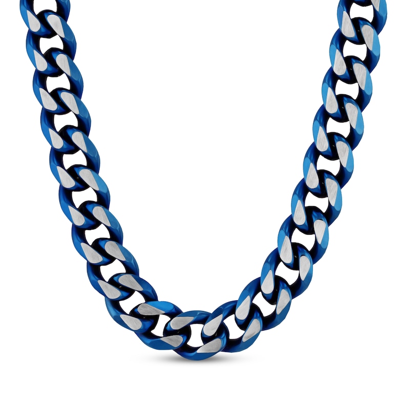 Main Image 1 of Chain Necklace Solid Stainless Steel & Blue Ion Plating 24&quot;