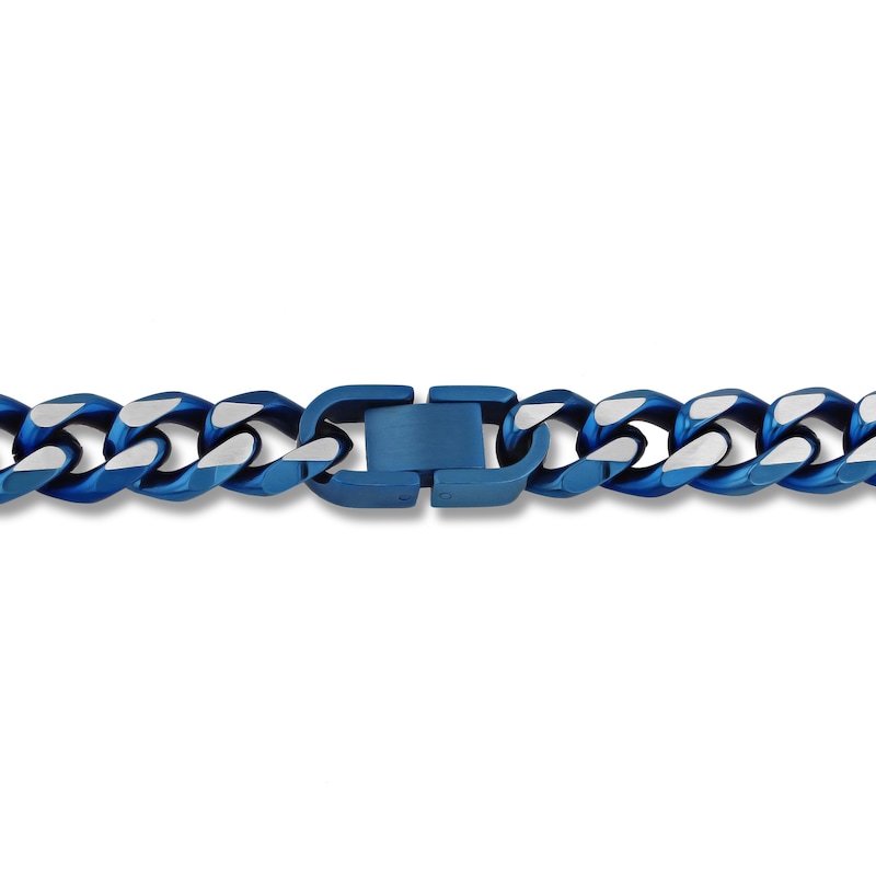 Solid Chain Necklace Stainless Steel & Blue Ion Plating 24"