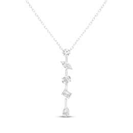 Lab-Created Diamonds by KAY Round, Marquise, Oval, Emerald & Pear-Shaped Drop Necklace 1 ct tw 14K White Gold