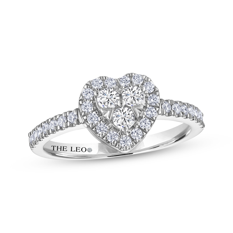 Main Image 1 of THE LEO Diamond Multi-Stone Heart Fashion Ring 1/2 ct tw 14K White Gold