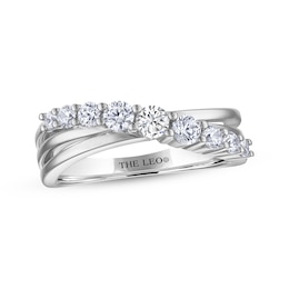 THE LEO Diamond Graduated Crossover Ring 5/8 ct tw 14K White Gold