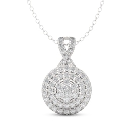 THE LEO Diamond Multi-Stone Circle Necklace 3/4 ct tw 14K White Gold 19&quot;