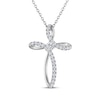 Thumbnail Image 1 of THE LEO Diamond Princess & Round-Cut Looped Cross Necklace 3/8 ct tw 14K White Gold 19&quot;