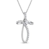 Thumbnail Image 2 of THE LEO Diamond Princess & Round-Cut Looped Cross Necklace 3/8 ct tw 14K White Gold 19&quot;