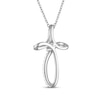 Thumbnail Image 3 of THE LEO Diamond Princess & Round-Cut Looped Cross Necklace 3/8 ct tw 14K White Gold 19&quot;