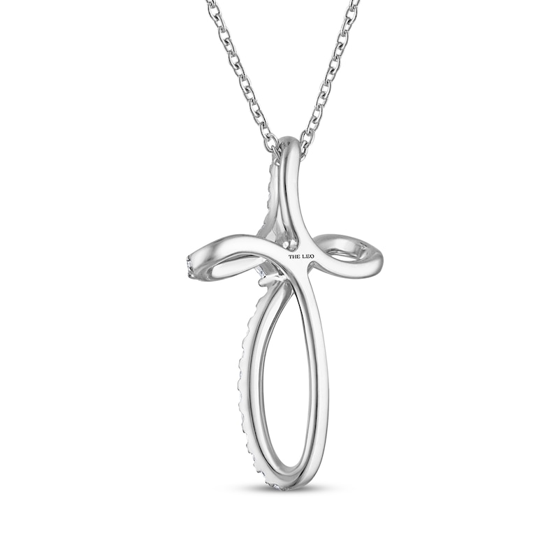 Main Image 3 of THE LEO Diamond Princess & Round-Cut Looped Cross Necklace 3/8 ct tw 14K White Gold 19&quot;