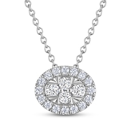 THE LEO Diamond Multi-Stone Oval Necklace 1/3 ct tw 14K White Gold 19&quot;