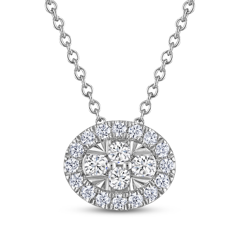 Main Image 1 of THE LEO Diamond Multi-Stone Oval Necklace 1/3 ct tw 14K White Gold 19&quot;