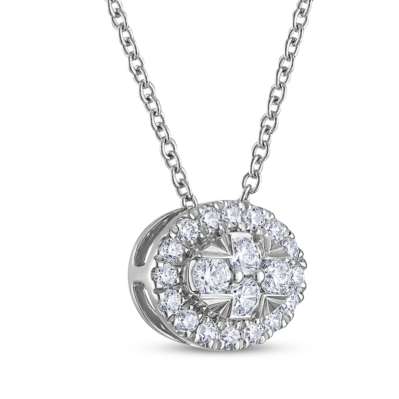 Main Image 2 of THE LEO Diamond Multi-Stone Oval Necklace 1/3 ct tw 14K White Gold 19&quot;