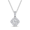 Thumbnail Image 1 of THE LEO Diamond Princess-Cut Halo Necklace 1/2 ct tw 14K White Gold 19&quot;