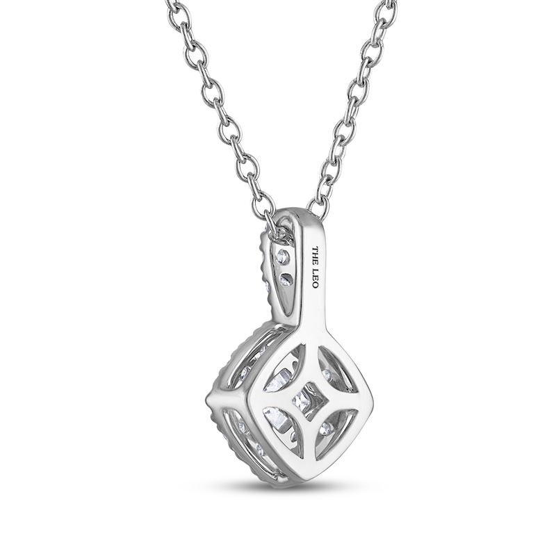 Main Image 3 of THE LEO Diamond Princess-Cut Halo Necklace 1/2 ct tw 14K White Gold 19&quot;