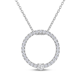 THE LEO Diamond Open Circle Necklace 3/8 ct tw 14K White Gold 19&quot;
