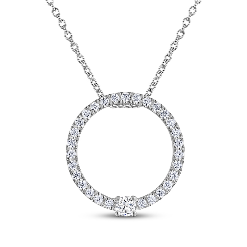 THE LEO Diamond Open Circle Necklace 3/8 ct tw 14K White Gold 19"