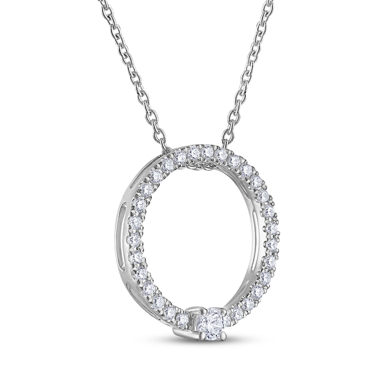 THE LEO Diamond Open Circle Necklace 3/8 ct tw 14K White Gold 19"