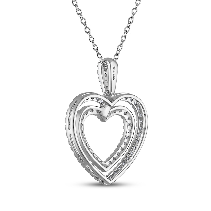 THE LEO Diamond Double Heart Outline Necklace 3/4 ct tw 14K White Gold 19"