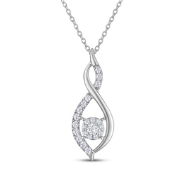 THE LEO Diamond Halo Twist Necklace 3/8 ct tw 14K White Gold 19&quot;