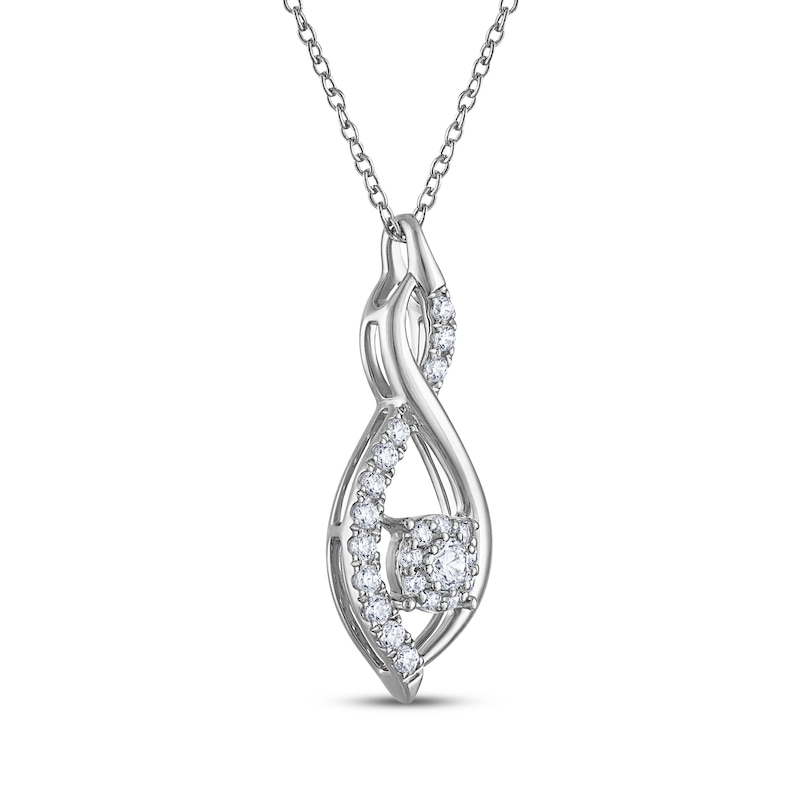 Main Image 2 of THE LEO Diamond Halo Twist Necklace 3/8 ct tw 14K White Gold 19&quot;