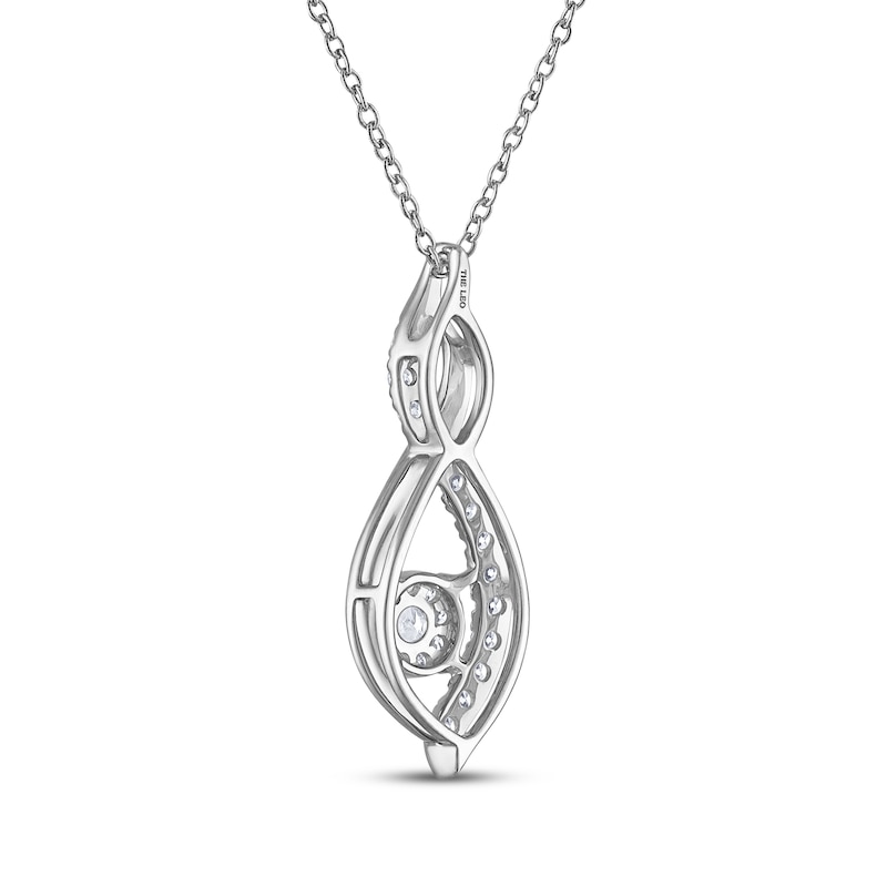 Main Image 3 of THE LEO Diamond Halo Twist Necklace 3/8 ct tw 14K White Gold 19&quot;