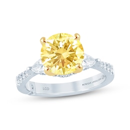 Monique Lhuillier Bliss Round-Cut Yellow & White Lab-Grown Diamond Engagement Ring 2 ct tw 18K White Gold