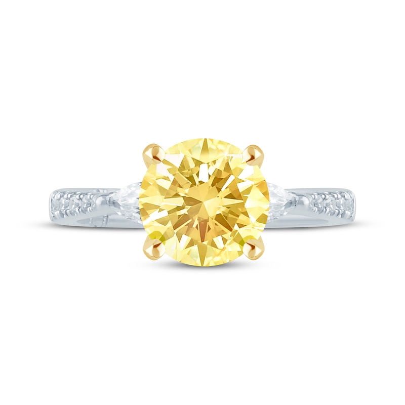 Monique Lhuillier Bliss Round-Cut Yellow & White Lab-Grown Diamond Engagement Ring 2 ct tw 18K White Gold