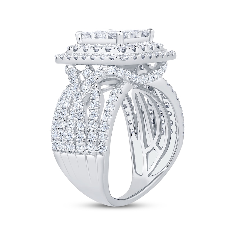 Main Image 2 of Princess-Cut Multi-Diamond Double Halo Engagement Ring 3 ct tw 10K White Gold