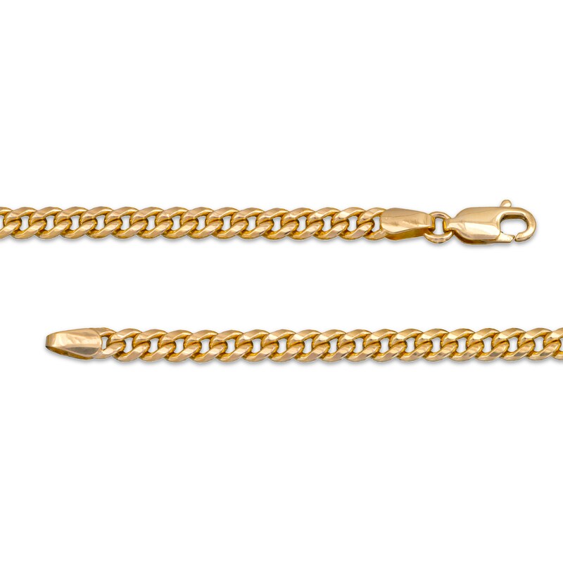 Hollow Cuban Curb Chain Necklace 3.75mm 14K Yellow Gold 22"