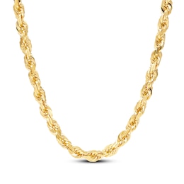 Solid Glitter Rope Chain Necklace 6.5mm 10K Yellow Gold 24&quot;