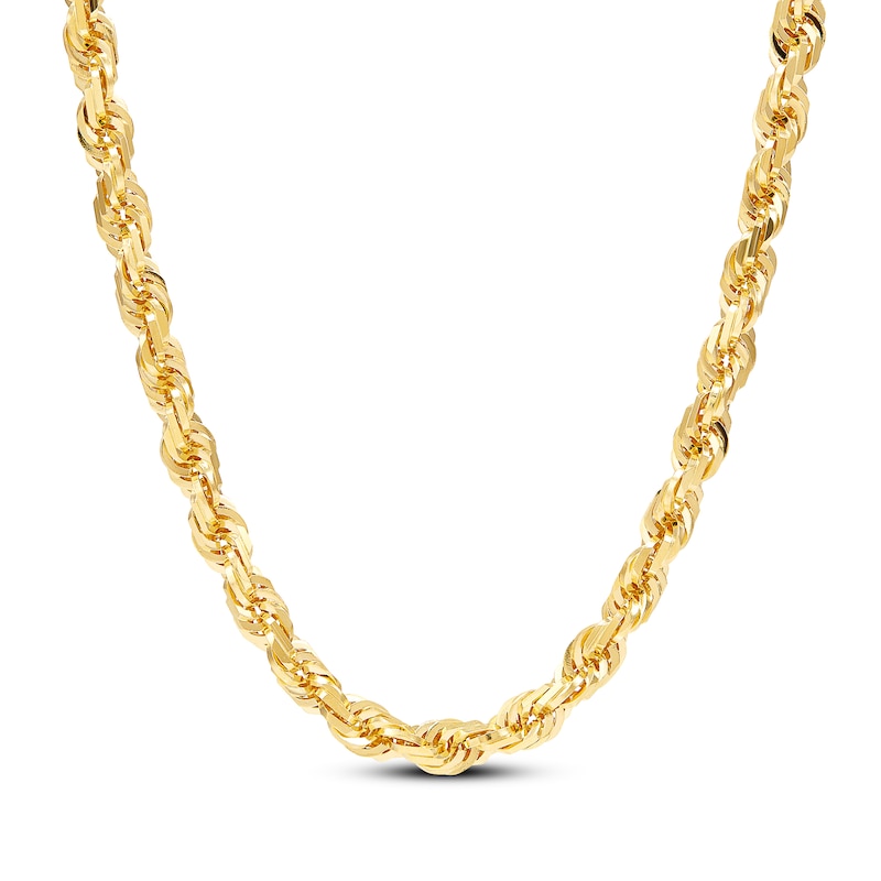 Main Image 1 of Solid Glitter Rope Chain Necklace 6.5mm 10K Yellow Gold 24&quot;