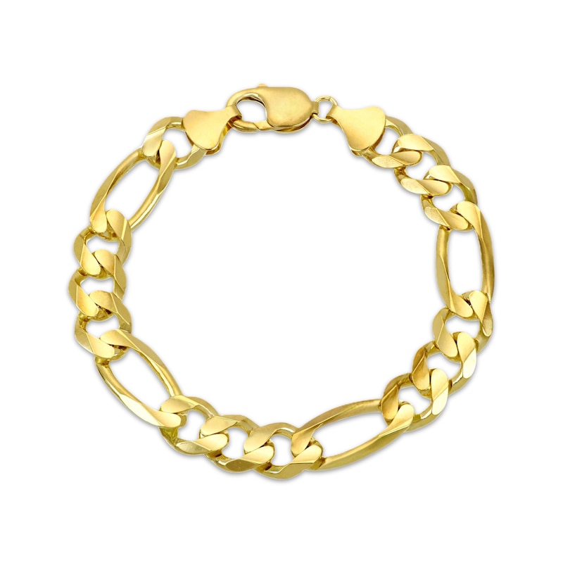 Main Image 1 of Solid Figaro Chain Bracelet 10.7mm 10K Yellow Gold 8.75&quot;