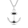 Thumbnail Image 1 of Men's Black Diamond Anchor Necklace 3/4 ct tw Stainless Steel 24&quot;